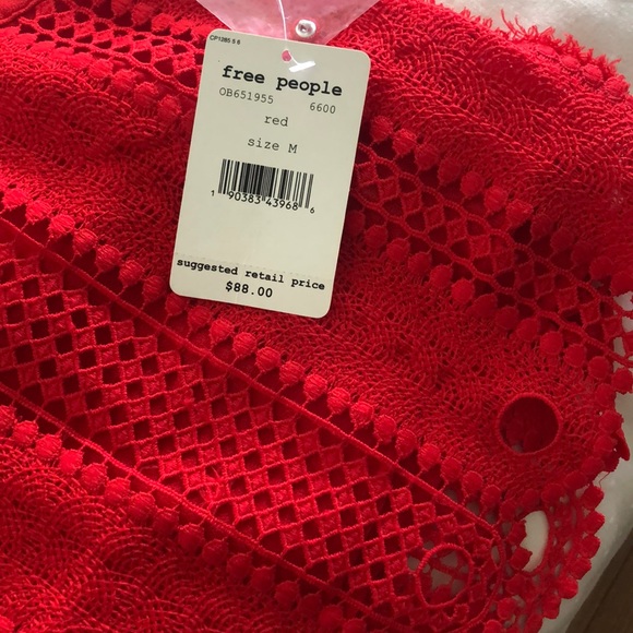Free People Rory Lace Top Red | NWOT - Picture 2 of 10